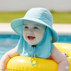 Quick-drying baby sun hat designed for water play, protecting sensitive skin during swimming or pool time.