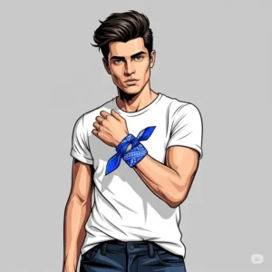 Illustration showing a cool bandana tied around a man's wrist as a trendy accessory.