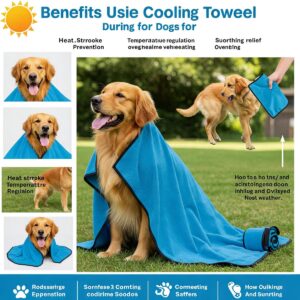 Infographic illustrating the benefits of using a cooling towel for dogs during hot weather.