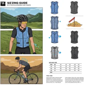 Sizing guide illustration for a bicycle cooling vest, helping cyclists choose the correct and comfortable fit.