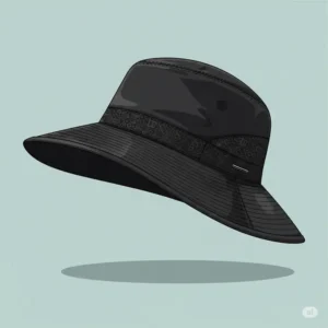 Illustration of a black beach hat for men, offering a sophisticated and practical option for the beach.