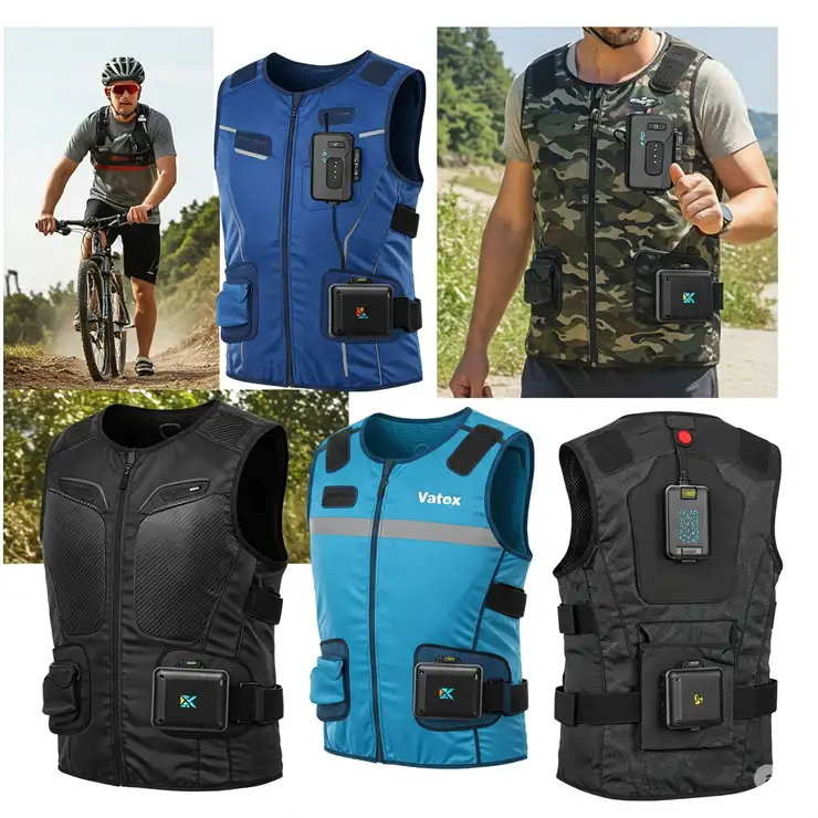 Various styles and color options available for the battery powered cooling vest.