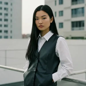 Casual cool vests for women, featuring a classic blue denim vest.