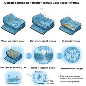 Illustration explaining the water evaporation process that makes custom cooling towels effective.