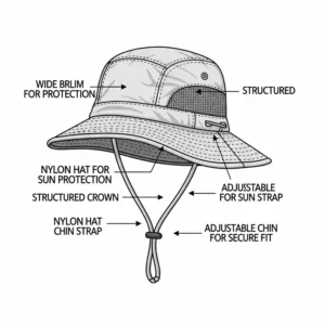 Close-up image showing the tight weave and subtle sheen of a water-resistant nylon fabric, commonly used for hats.