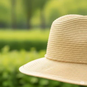 Close-up illustration of a classic straw Sunday afternoon hat, perfect for warm weather and outdoor comfort.