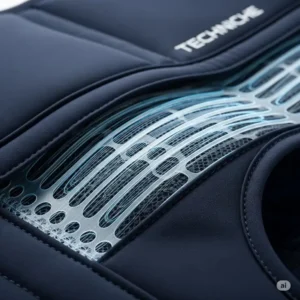 Close-up of the advanced cooling technology in a Techniche vest, highlighting its innovative heat management system.