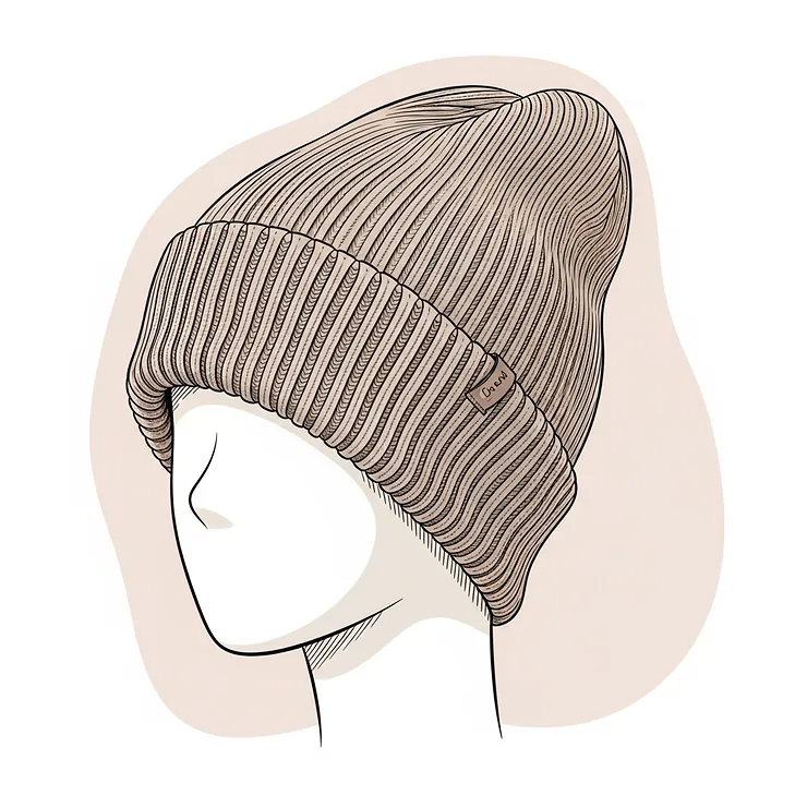 Drawing of a cozy, form-fitting petite beanie hat, a popular choice among small hats for ladies seeking warmth and casual style.