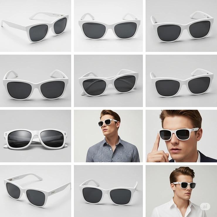Collection of affordable white sunglasses for men, offering great style on a budget.