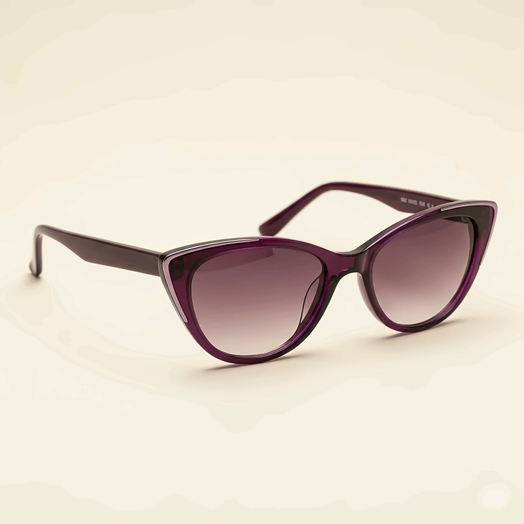 Fashionable cat-eye purple color sunglasses, ideal for a chic and retro style.
