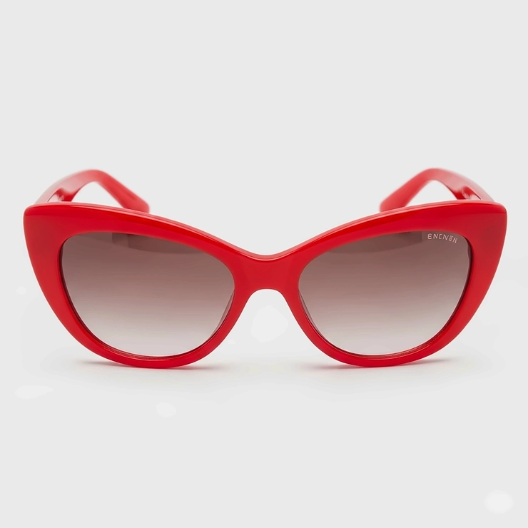 Vibrant cat-eye red ladies sunglasses, showcasing a popular retro design for a chic appearance.