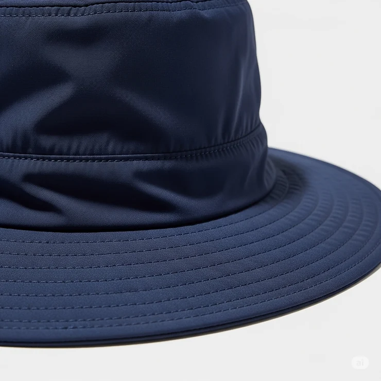 Close-up of a classic, navy blue pool hat made from quick-dry fabric, ideal for sun protection.