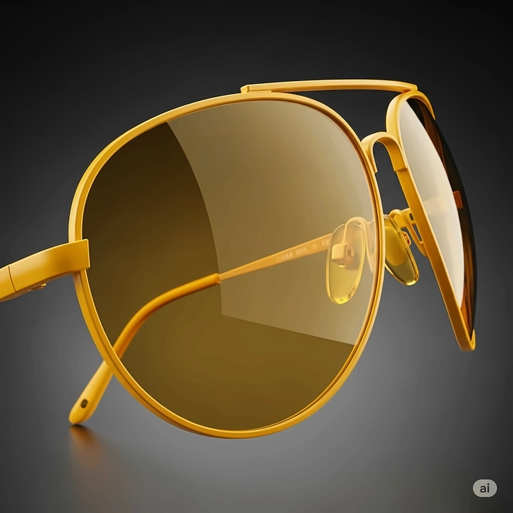 Demonstrating the flexible frame of durable yellow aviator sunglasses, built for long-lasting wear.