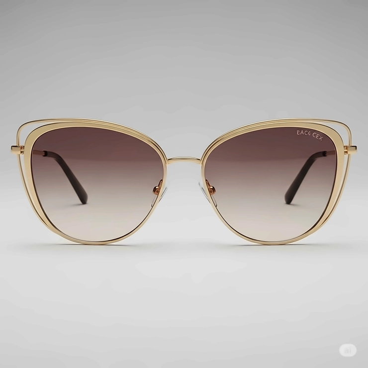 Glamorous cat-eye gold frame sunglasses with gradient lenses, ideal for adding a touch of retro sophistication to any outfit.