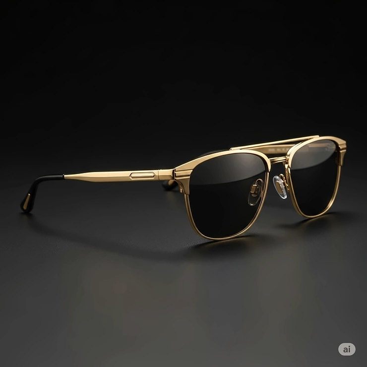 A sophisticated men's gold sunglasses frame with a sleek design, emphasizing durability and style.