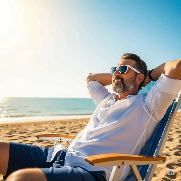 Man enjoying a sunny day with polarized white sunglasses, reducing glare for clear vision.