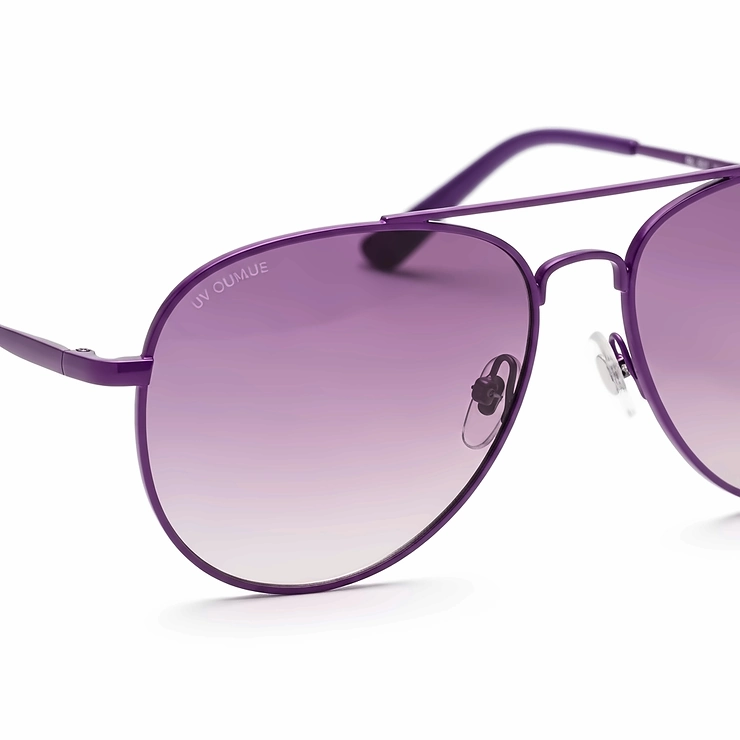 Classic aviator style purple color sunglasses, offering both protection and a cool look.