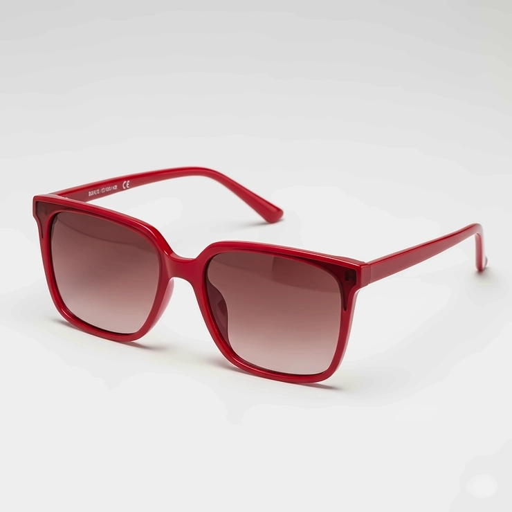 Contemporary square-frame red ladies sunglasses, suitable for various face shapes and everyday use.
