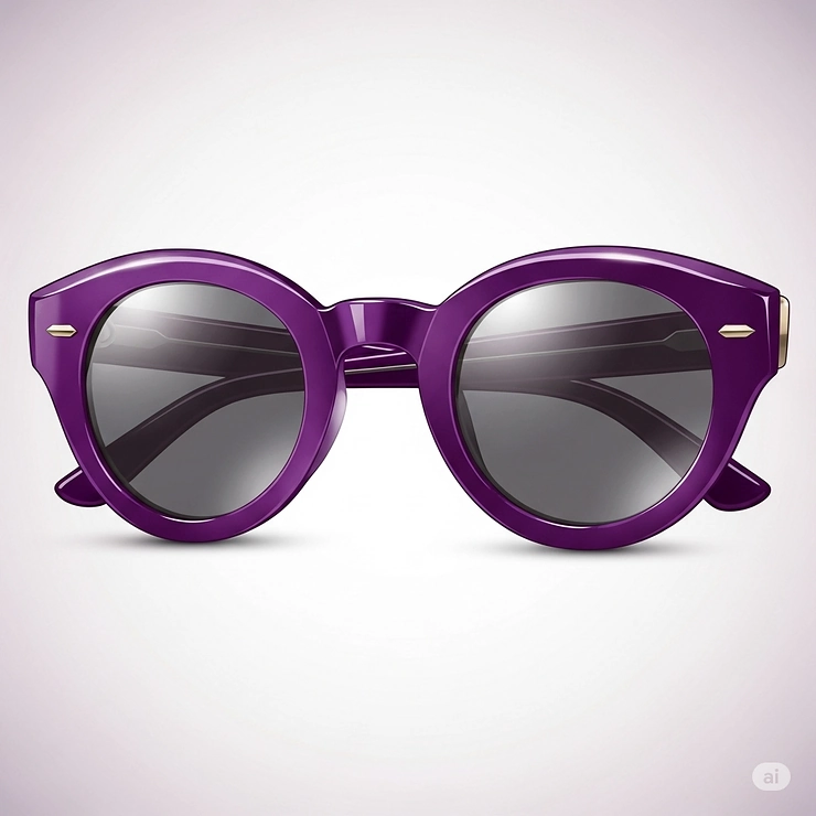 Illustration of classic round purple sunglasses designed for women, offering a vintage look.