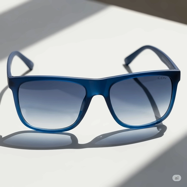 Blue sunglasses for men with a gradient lens, providing a stylish transition from dark to light tint.