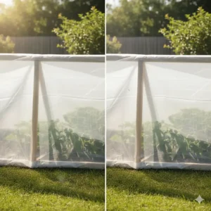 Comparing the light transmission of a **clear greenhouse tarp** versus a diffused white option for different crop needs.