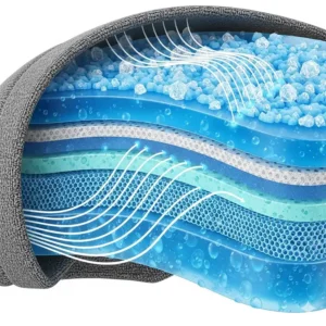 A close-up illustration of the cooling gel technology inside a cooling headband, highlighting its innovative heat-wicking properties.