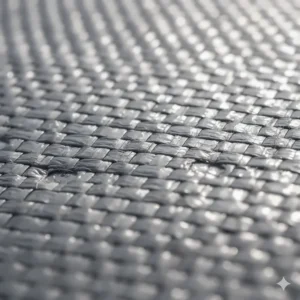 Close-up shot of the woven, coated material that makes a tarp fire resistant.