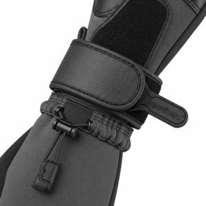 A detailed illustration of the adjustable cuff and wrist closure system on the waterproof fishing gloves, ensuring a snug fit to prevent water from entering.