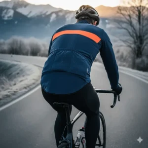 Ergonomic, race-fit aero cycling winter jacket with dropped tail for maximum coverage and comfort.