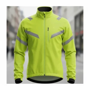 The versatile cycling jacket in a bright fluorescent color for daytime visibility and improved safety on the road.