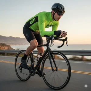 Men's aerodynamic race-fit windproof bicycle jacket tailored for high performance.