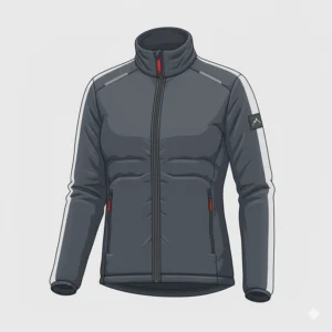 Reflective strips on the cuff and shoulder of the insulated running jacket for improved visibility in low light.