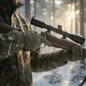 A pair of thin, high-dexterity cold weather hunting gloves designed for trigger feel and precision shooting.