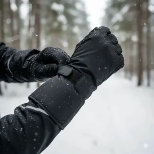 Adjustable, long cuff on the cold weather bike gloves to seal out wind and snow at the wrist.