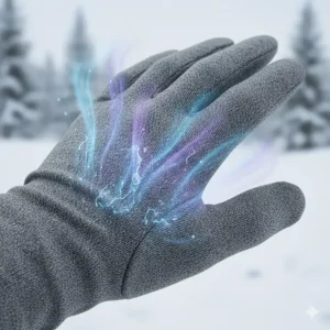 Visual representation of how moisture-wicking glove liners pull sweat away from the hands, keeping them dry in the cold.