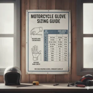 A motorcycle glove sizing chart to help riders find the perfect fit for their cold weather gloves.