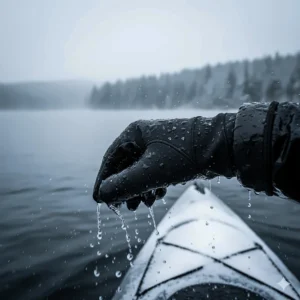 Lightweight, flexible neoprene fishing gloves that stay warm even when wet, for winter kayak fishing.