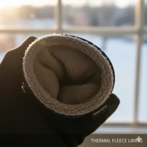 Close-up of thermal fleece lining inside the cold weather running gloves for superior warmth.