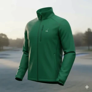 A lightweight, waterproof golf jacket that serves as the outermost layer of cold weather golf attire.