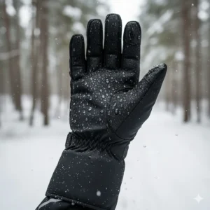 Example of the waterproof and windproof outer shell material on durable cold weather cycling gloves.