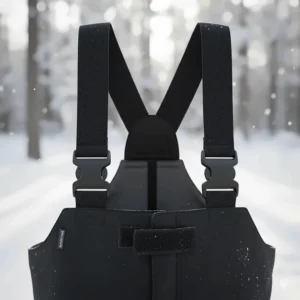 Image showing the wide, adjustable shoulder straps and comfortable quick-release buckles on the cold weather bibs.