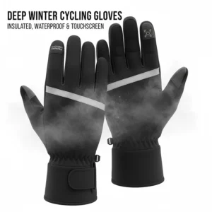 Insulated and waterproof cycling gloves with touchscreen compatibility for freezing temperatures.