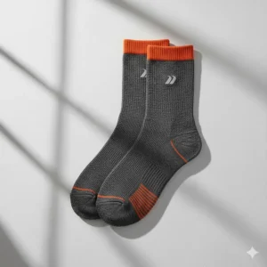 Thick merino wool running socks for moisture management and warmth in winter.