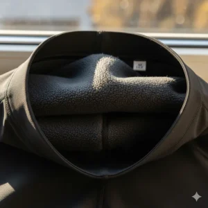 Close-up illustration of the soft fleece thermal interior of cold weather running tights.