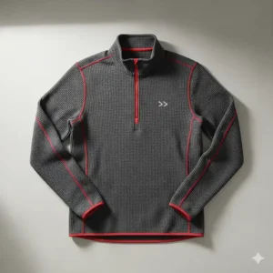 A half-zip thermal fleece mid-layer designed for running in freezing temperatures.