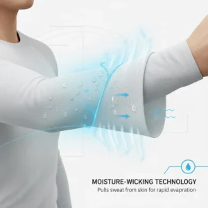 Illustration showing how moisture-wicking long sleeve shirts for hot weather pull sweat away from the skin.