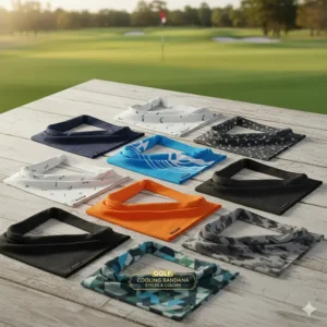 A variety of top-rated cooling bandanas in different colors and patterns suitable for golf attire.