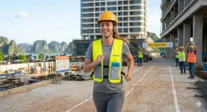 A marathon runner wearing a lightweight, slim-fit cooling vest with removable packs for pre-race thermoregulation.