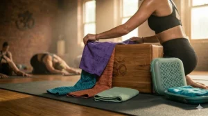 Illustration showing the moisture-wicking properties of a cooling towel absorbing sweat during exercise.