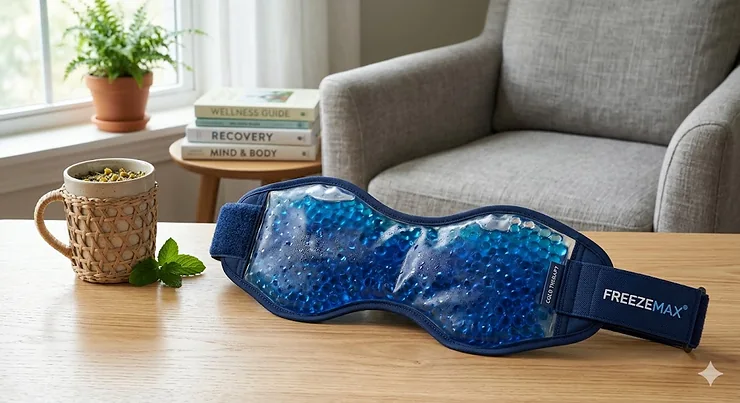 A high-quality, top rated reusable gel neck cooling pack displayed on a clean background, highlighting its ergonomic design and flexible gel filling. top rated reusable gel neck cooling packs